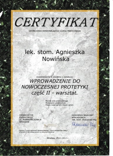 certyfikat NeptuneDent GdaÅ„sk